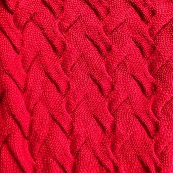 Lands End Cable Knit Sweater 100% Cotton Red Women’s XS - Picture 11 of 12
